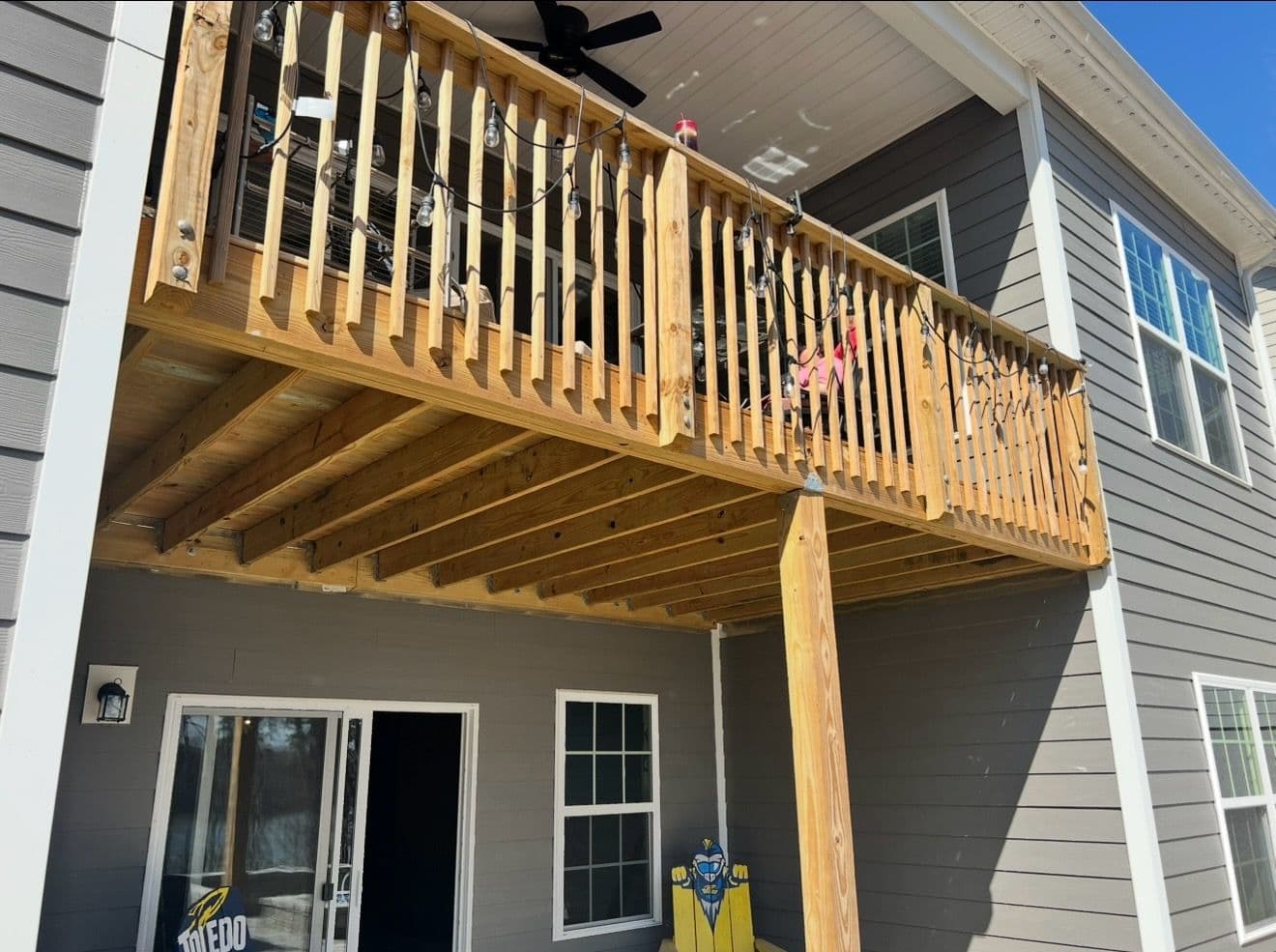 Gallery photos for Two-Level Deck Masterpiece with Gray Wood and Black Railings: Image #2